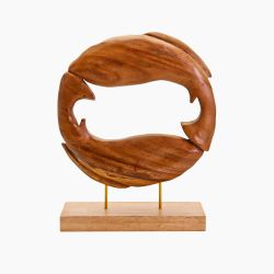 Wooden Fishs On Base 36 cm