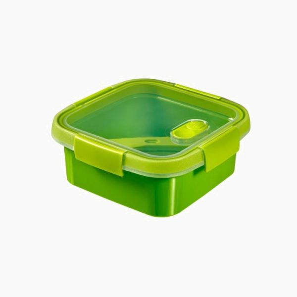 To Go Lunch Rectangular Lunch Box Storage Container with Knife , spoon & fork green 0.9 L