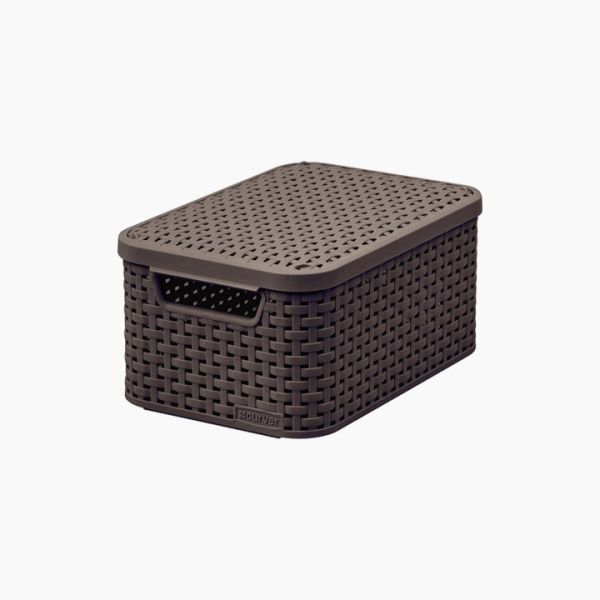 Style Storage basket with lid Brown -Small