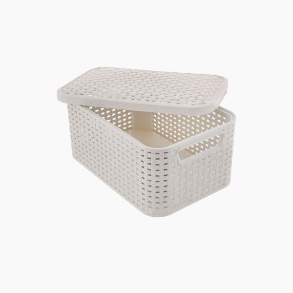 Style Storage basket with lid Cream - Small