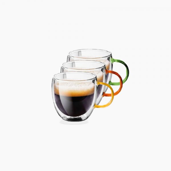 Zinnia / Glass ( Double glass set of 3 thermal mug 100 ml )Transparent