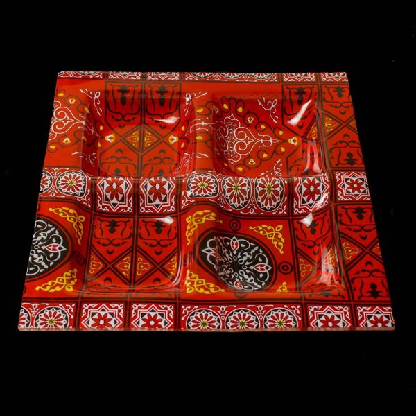 Rosa / Glass ( Kh.Red 30X30 CM serving Plate 4 cell )