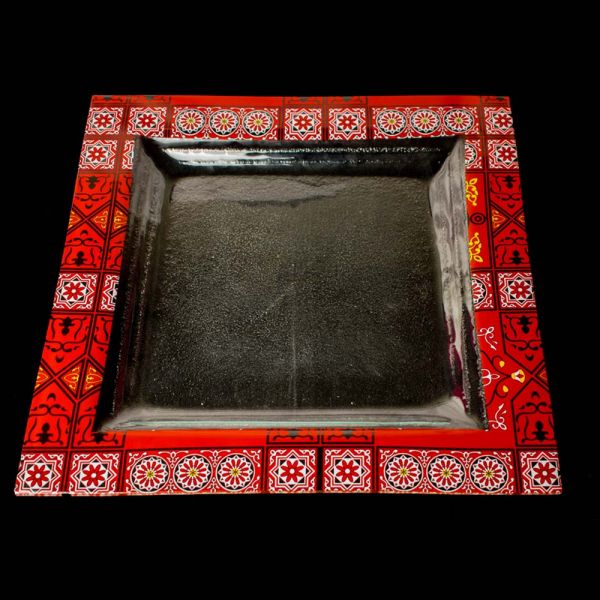 Rosa / Glass ( Kh.Red 40X40 CM serving Plate Square)