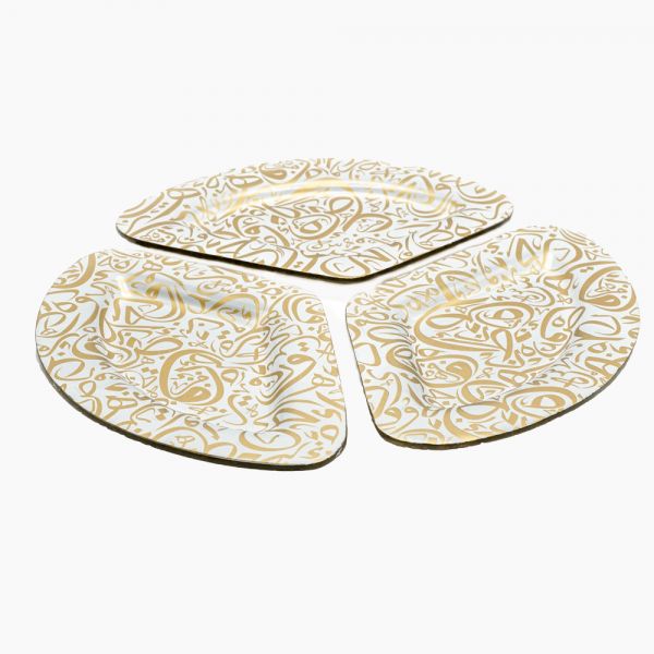 Rosa / Glass ( Arabic Line Set of 3 Pieces 41 CM White*Gold)