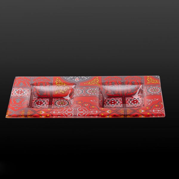 Rosa / Glass ( Kh.Red 30X16 CM serving Plate Rectangle 2 cell )