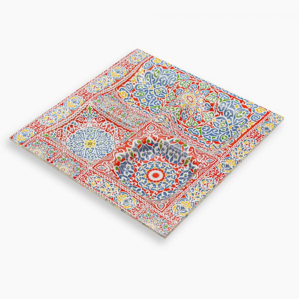 Rosa / Glass ( Yameesh Red 30 X 30 CM serving Plate 4 cell )