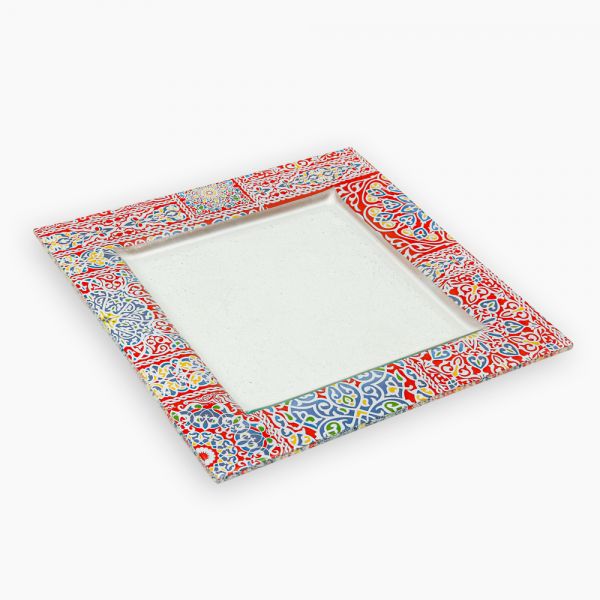 Rosa / Glass ( Yameesh Red 29 X 29 CM serving Plate Square )