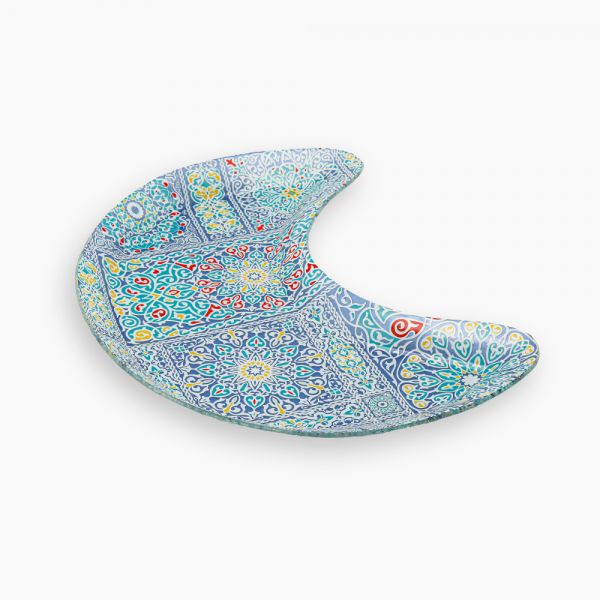 Rosa / Glass ( Yameesh Blue 39 X 19 CM serving Plate Crescent )
