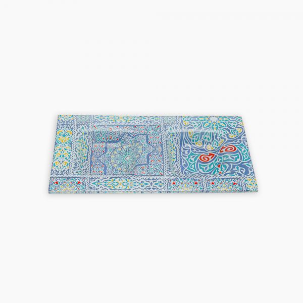 Rosa / Glass ( Yameesh Blue 30 x 16 CM serving Plate Rectangle 2 cell )