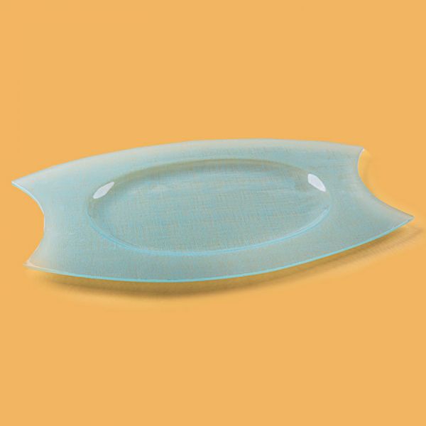 Rosa / Glass ( Turquoise Spin 47.5 x 30 CM serving Plate )