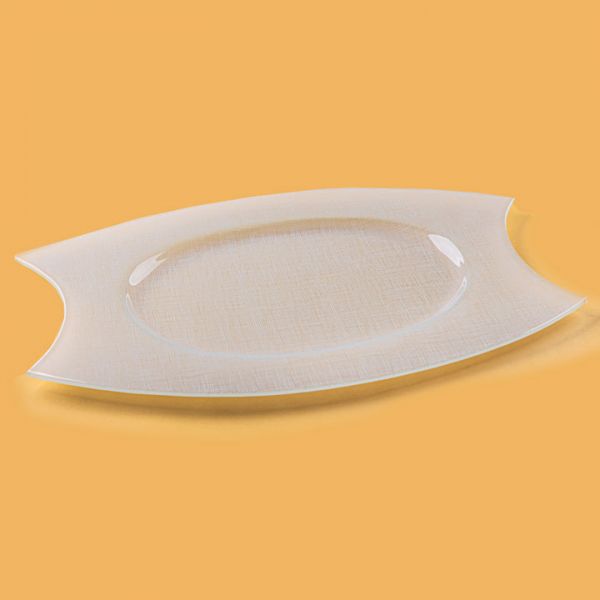 Rosa / Glass ( White Spin 47.5 x 30 CM serving Plate )