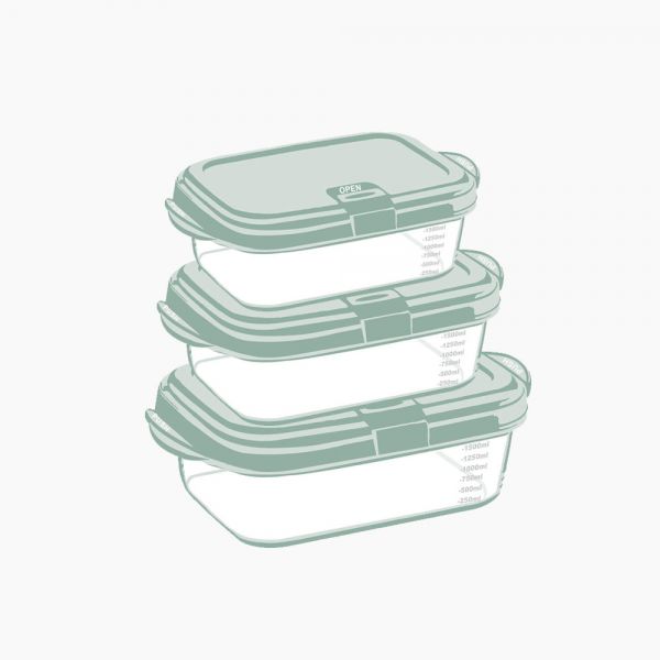 AKSA / Plastic ( Smart Microwave Food Container 3 PCS / Green )6221325005110