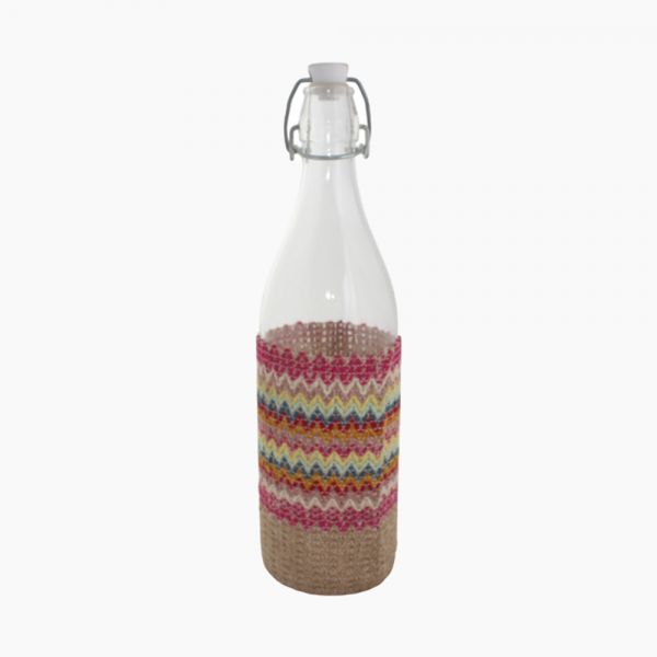 ZINNIA / Glass ( colorful-waves Bottle 1 Liter cloth Cover )
