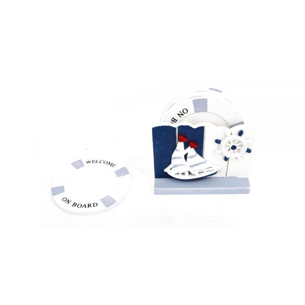 Set of 6 Coasters + Boat Stand