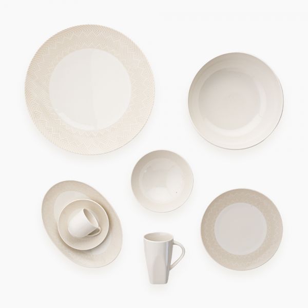 Rosa / Porcelain ( White Dinnerware Set, 46 Pieces )