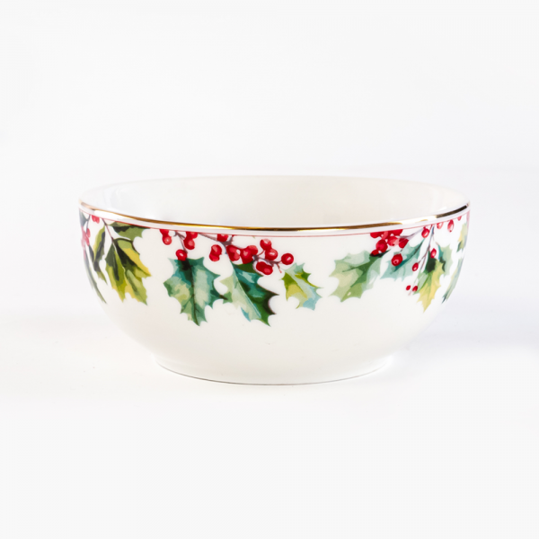 Rosa / Porcelain ( Xmas Holly Salad bowl 23 cm )