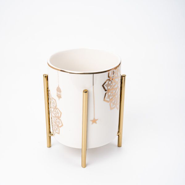 Rosa / Porcelain ( Golden Decorations Holder Of  Fork & Spoons )