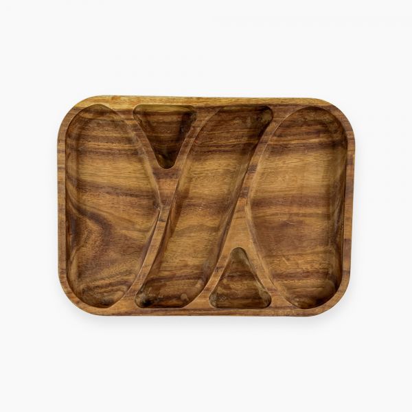 Wooden divided serving plate 30*23 CM