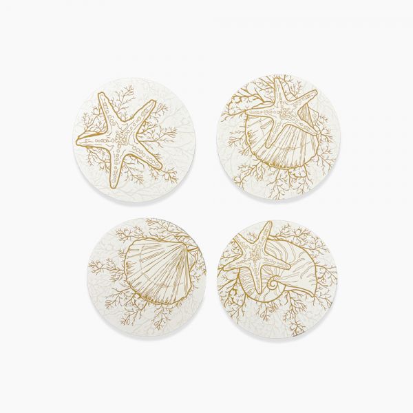 Golden Shell Set of 4 Coasters 