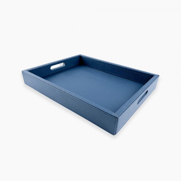Leather Tray 35 x 45 cm Blue