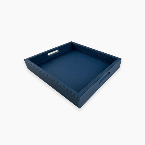 Leather Tray 35 x 35 cm Blue C