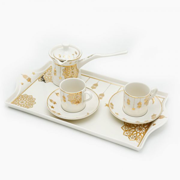 Rosa / Porcelain ( Golden Decorations Turkish Coffee Set 6 pcs )