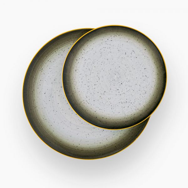 Rosa / Porcelain ( Gray Dots Coup Colored Dinnerware Set, 46 Pieces )