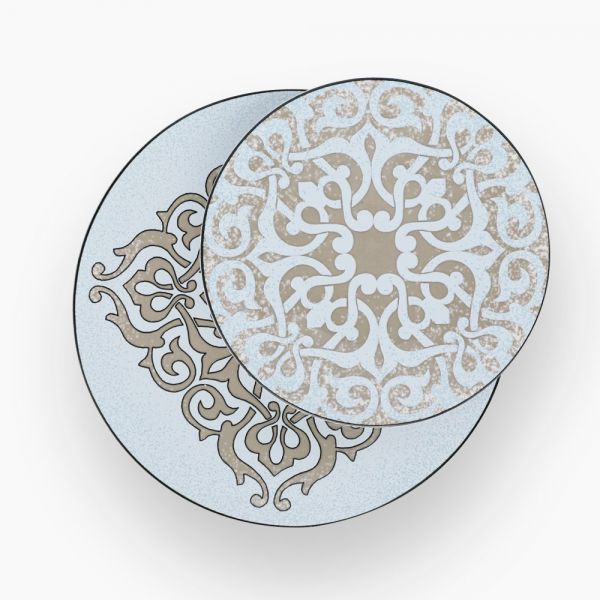 Rosa / Porcelain ( Arabesque Coup Decorated Dinnerware Set, 46 Pieces )