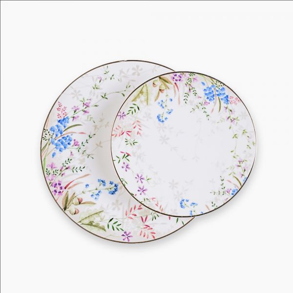 Rosa / Porcelain ( Petite Rose Coup Decorated Dinnerware Set, 46 Pieces )