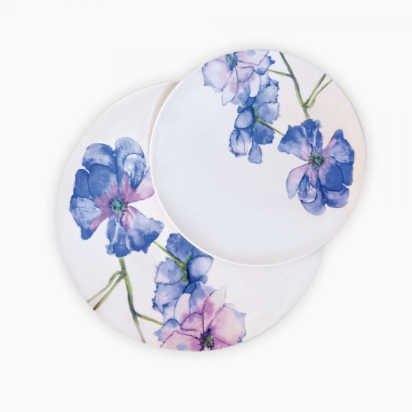 Blue Flower Coup Decorated Dinnerware Set, 46 Pieces