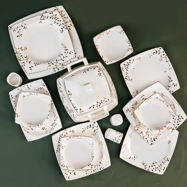Rosa / Porcelain ( Evergreen T.Shape Dinnerware Set, 60 Pieces )