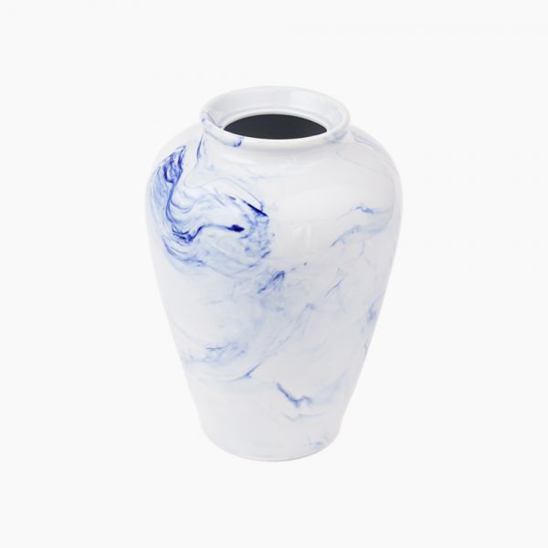 Rosa / Porcelain ( Shiffel Marble Blue Vase 25 cm )