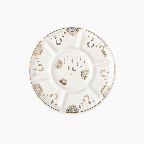 Rosa / Porcelain ( Golden Decorations Divided Serving Plate 30 cm / 7 Compartments )