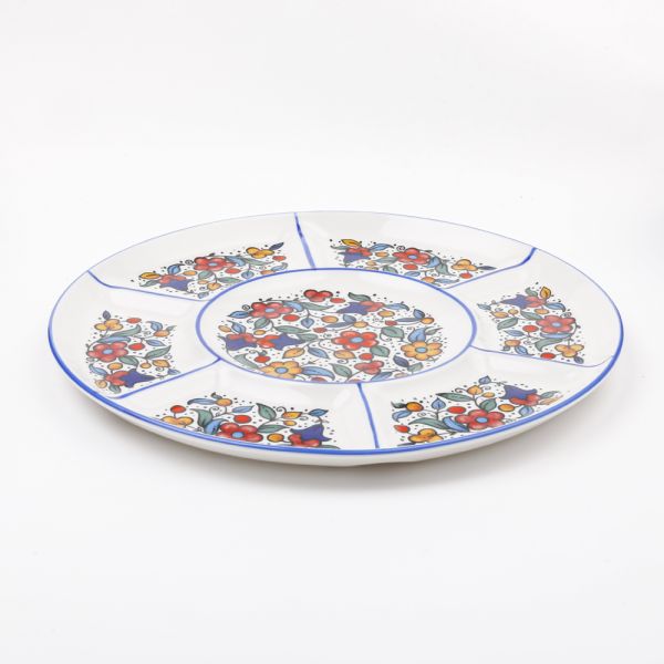 Rosa / Porcelain ( Flora Blue Divided Serving Plate 7 Compartments )