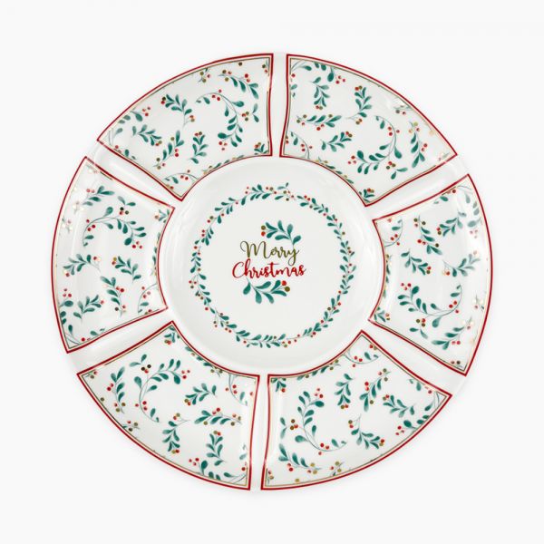 Rosa / Porcelain ( Xmas Divided Serving Plate 7 Compartments )A