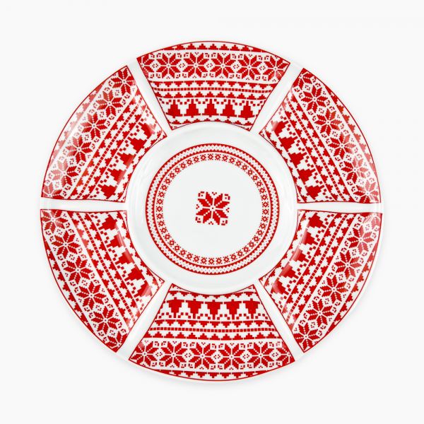 Rosa / Porcelain ( Xmas Divided Serving Plate 7 Compartments )