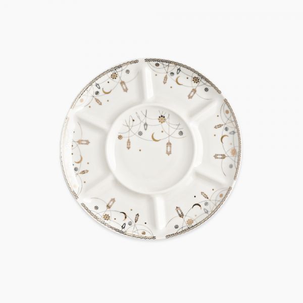 Rosa / Porcelain ( Farha Divided Serving Plate 30 cm / 7 Compartments )