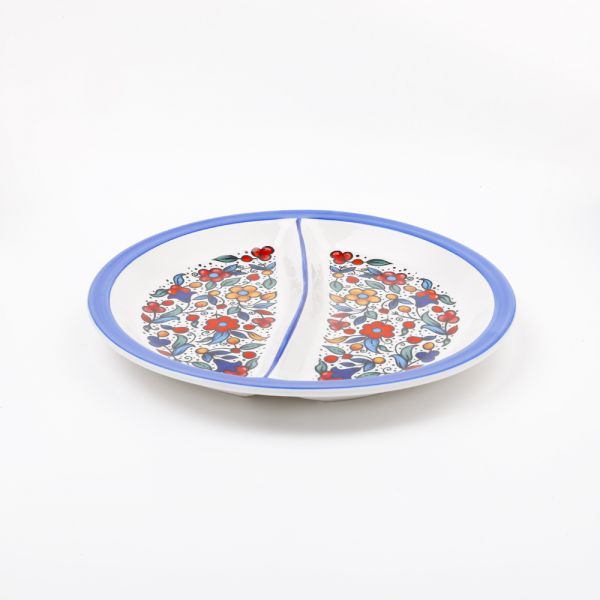 Rosa / Porcelain ( Flora Blue Divided Serving Plate 2 Compartments )