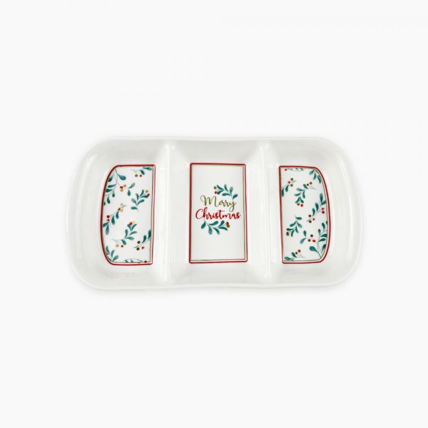 Rosa / Porcelain ( Xmas Divided Serving Plate 3 Compartments )