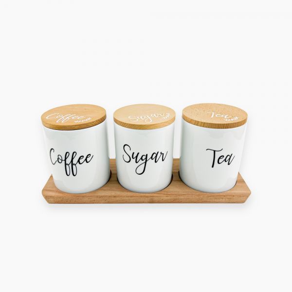 Rosa / Porcelain ( English Tea Set of 3 Tea & Sugar jars )