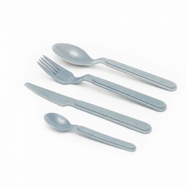 Zinnia / Plastic ( 4 PCS Cutlery Set )Grey