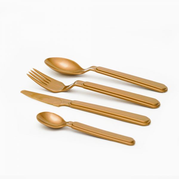 Zinnia / Plastic ( 4 PCS Cutlery Set )Copper