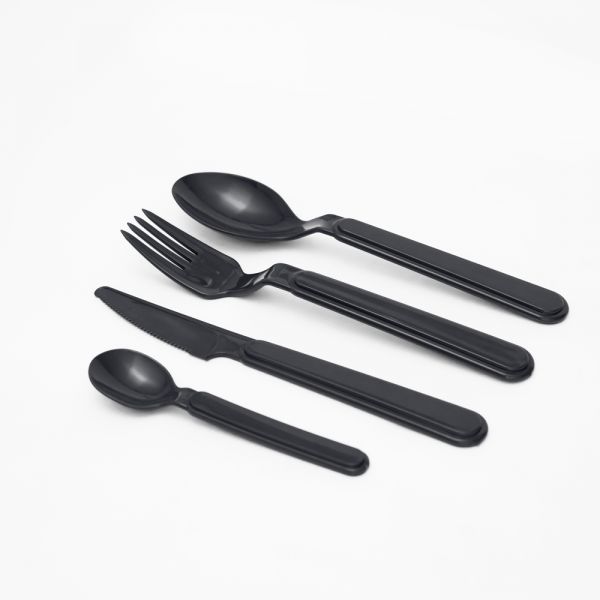 Zinnia / Plastic ( 4 PCS Cutlery Set )Black