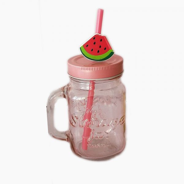 Jar Mug with Juice straw watermelon