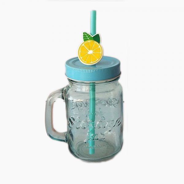  Jar Mug with Juice straw lemon
