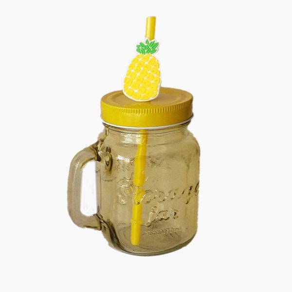  Jar Mug with Juice straw Pineapple