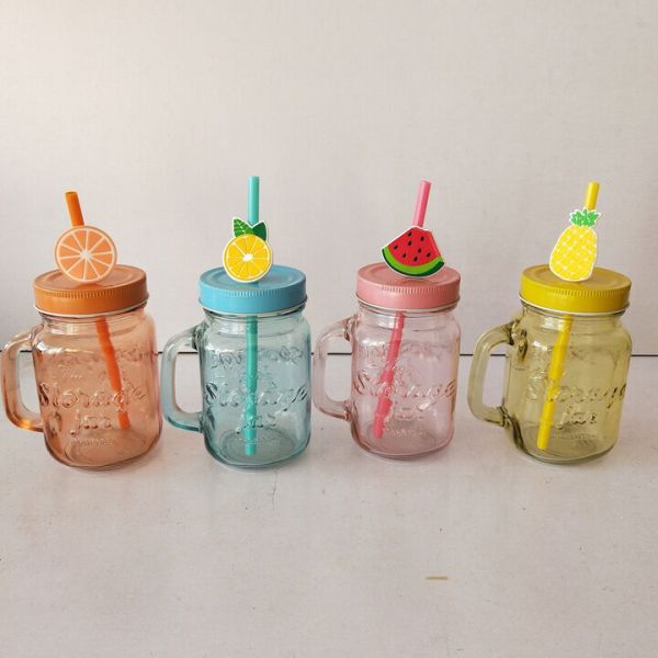 Set of 4 Jar Mugs + 4 Juice straw