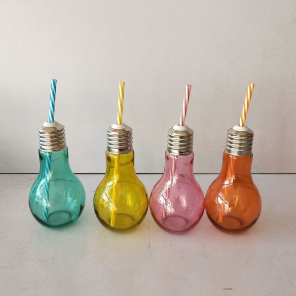 Set of 4 Lamp Bottles + 4 Juice straw