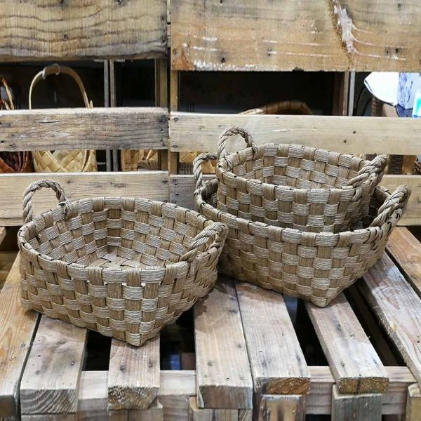 Set of 3 round baskets with 2 handles A