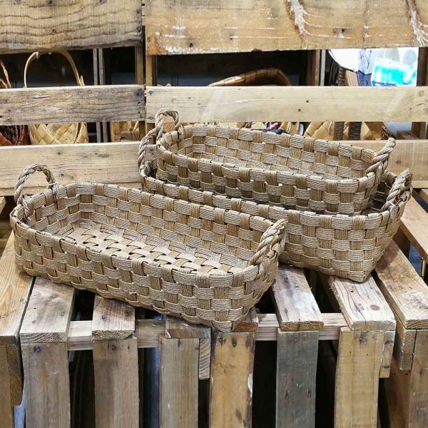 Set of 3 rectangular baskets with 2 handles D